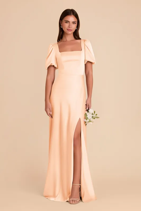 Judy Matte Satin Dress - Peach Cream sold by Birdy Grey