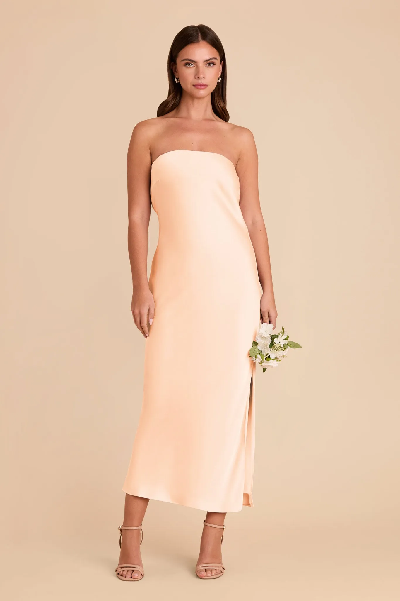 Isla Matte Satin Dress - Peach Cream sold by Birdy Grey product image thumbnail 3