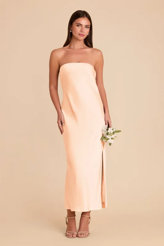 Isla Matte Satin Dress - Peach Cream sold by Birdy Grey