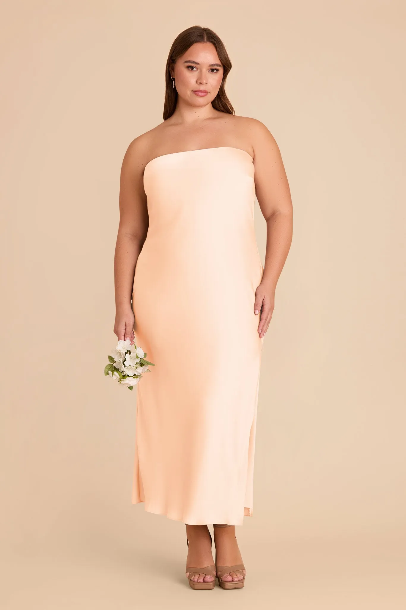 Isla Matte Satin Dress - Peach Cream sold by Birdy Grey product image thumbnail 2