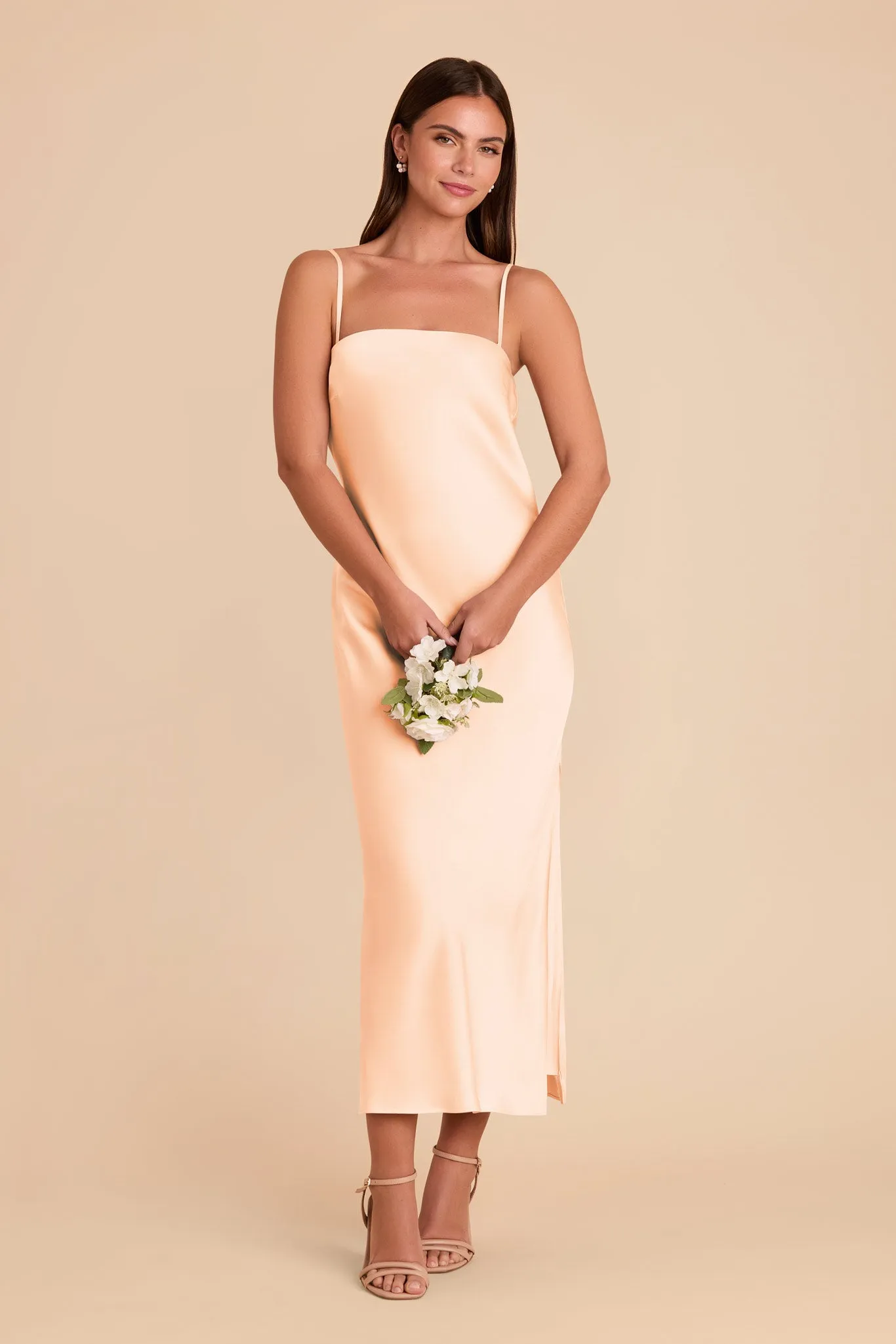 Isla Matte Satin Dress - Peach Cream sold by Birdy Grey product image thumbnail 4