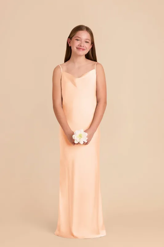 Elisa Junior Matte Satin Dress - Peach Cream sold by Birdy Grey