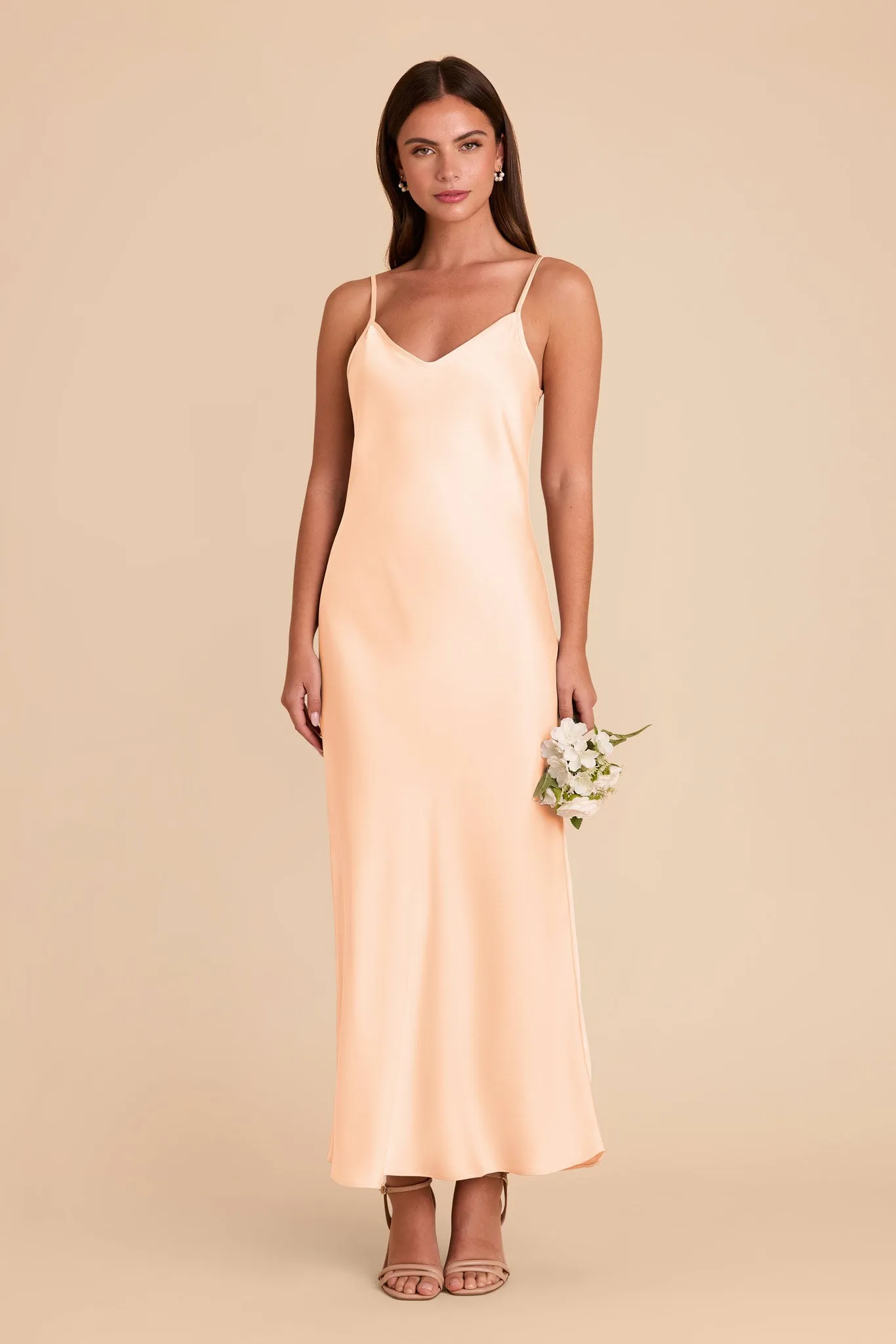 Alice Matte Satin Dress - Peach Cream sold by Birdy Grey product image thumbnail 3
