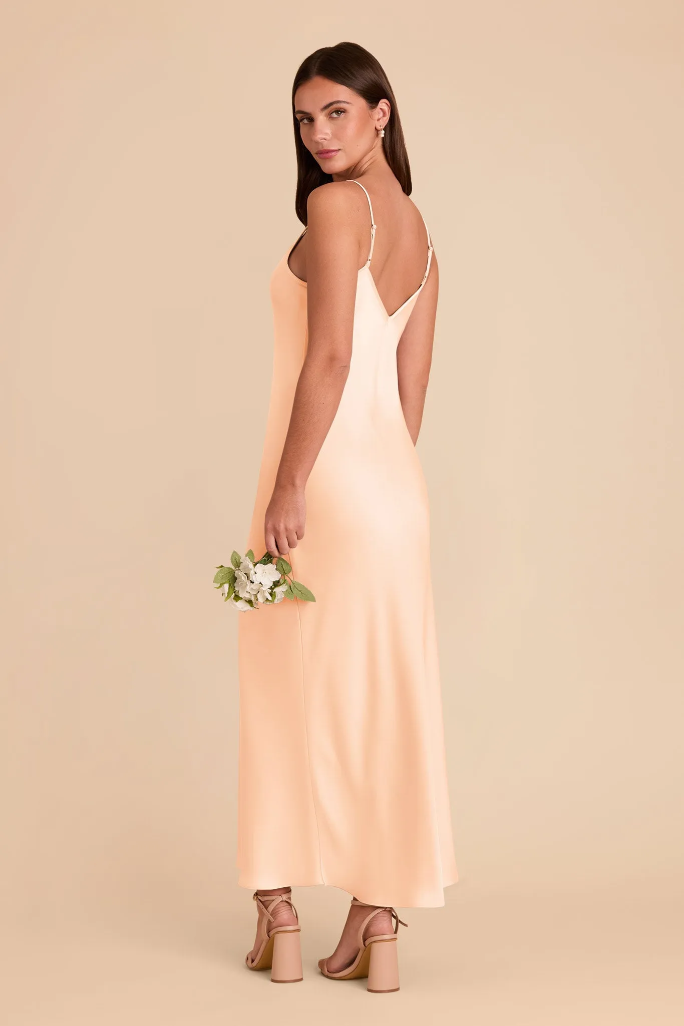 Alice Matte Satin Dress - Peach Cream sold by Birdy Grey product image thumbnail 4