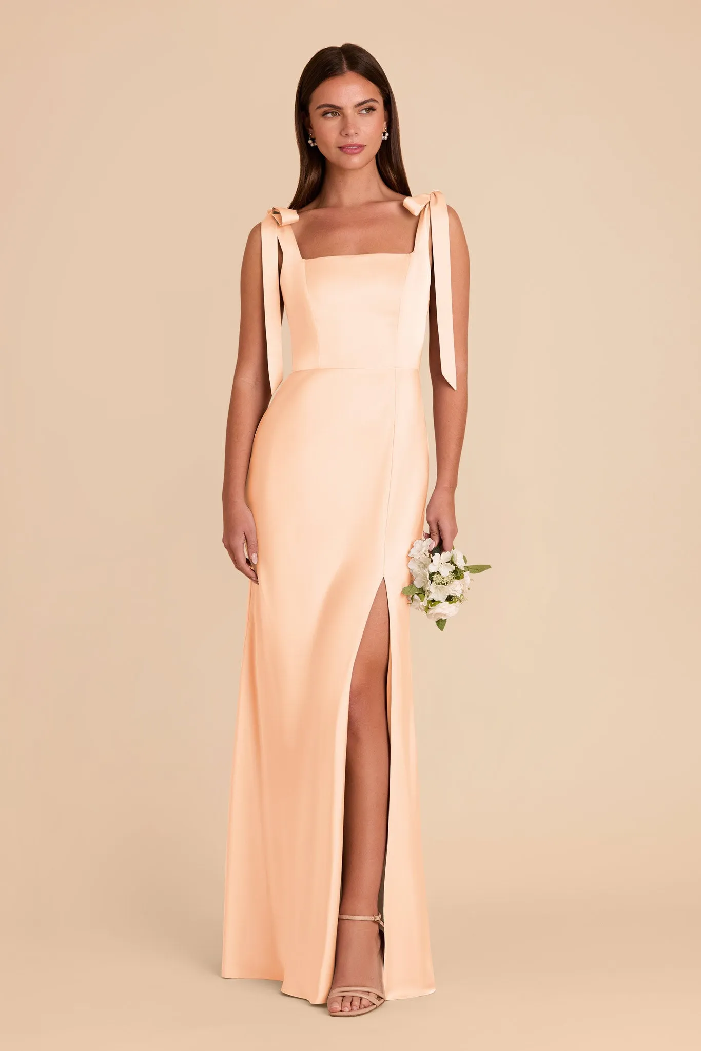 Alex Convertible Dress Matte Satin - Peach Cream sold by Birdy Grey product image thumbnail 3