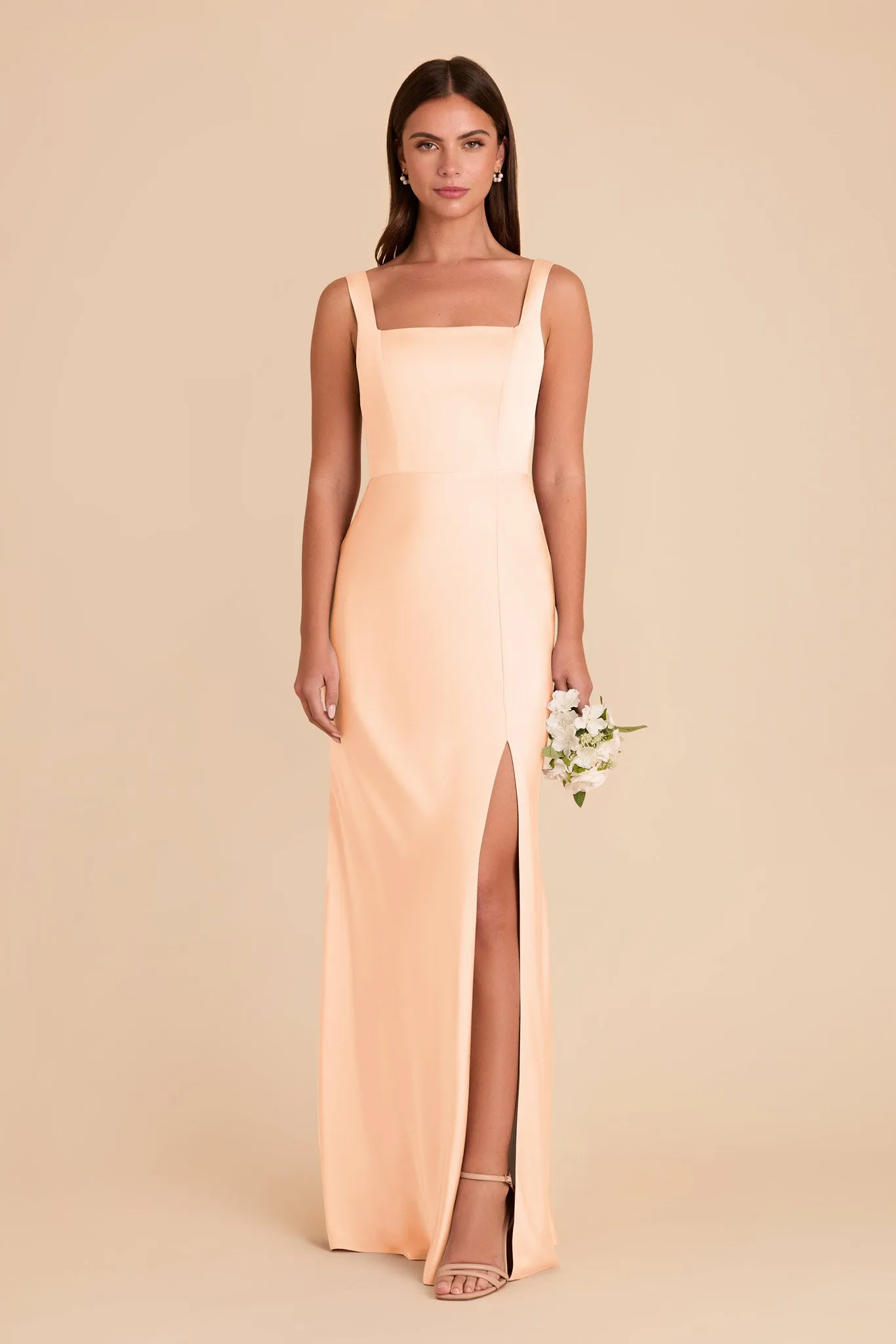 Alex Convertible Dress Matte Satin - Peach Cream sold by Birdy Grey