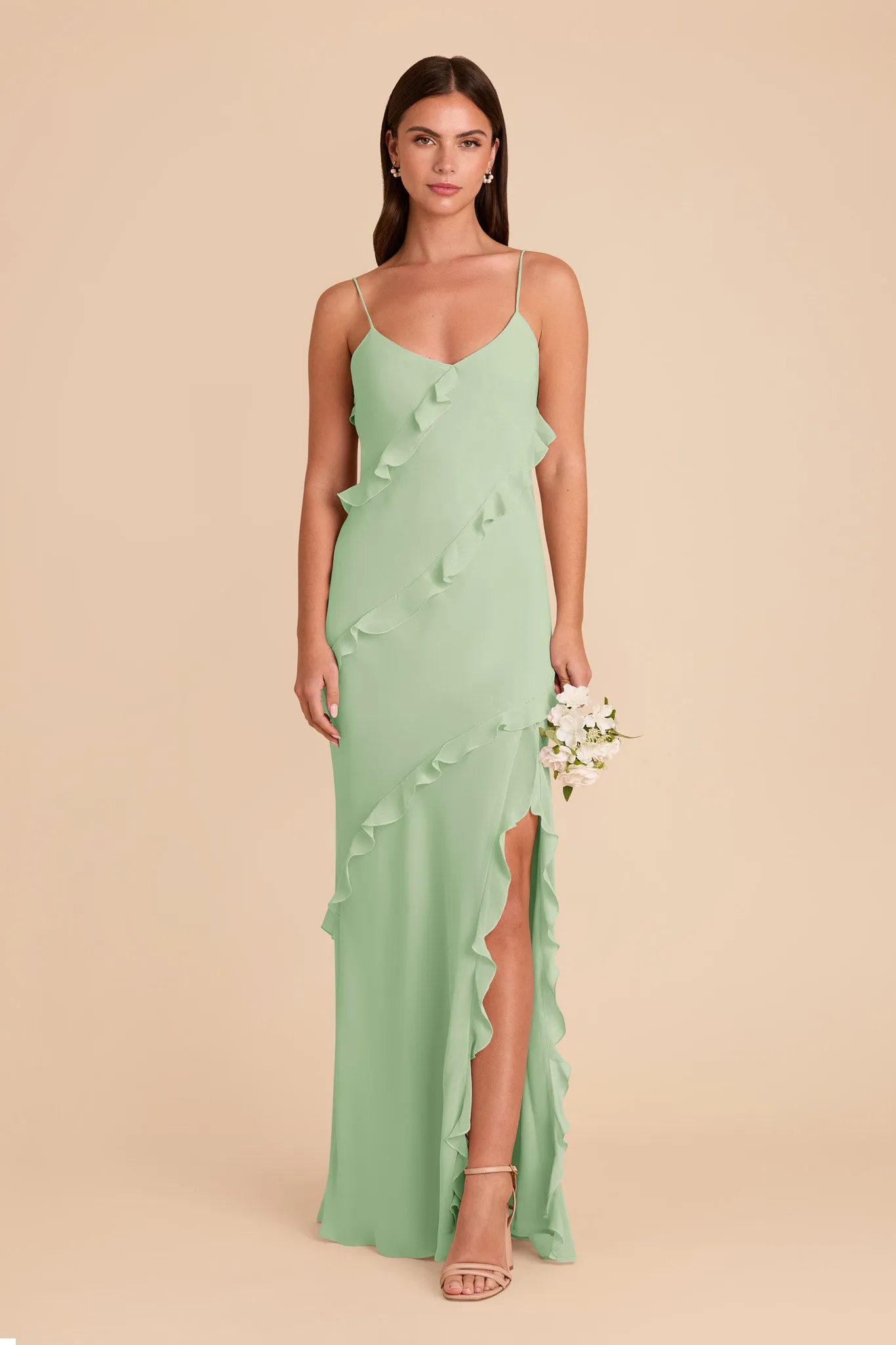 Valentina Chiffon Dress - Pistachio sold by Birdy Grey