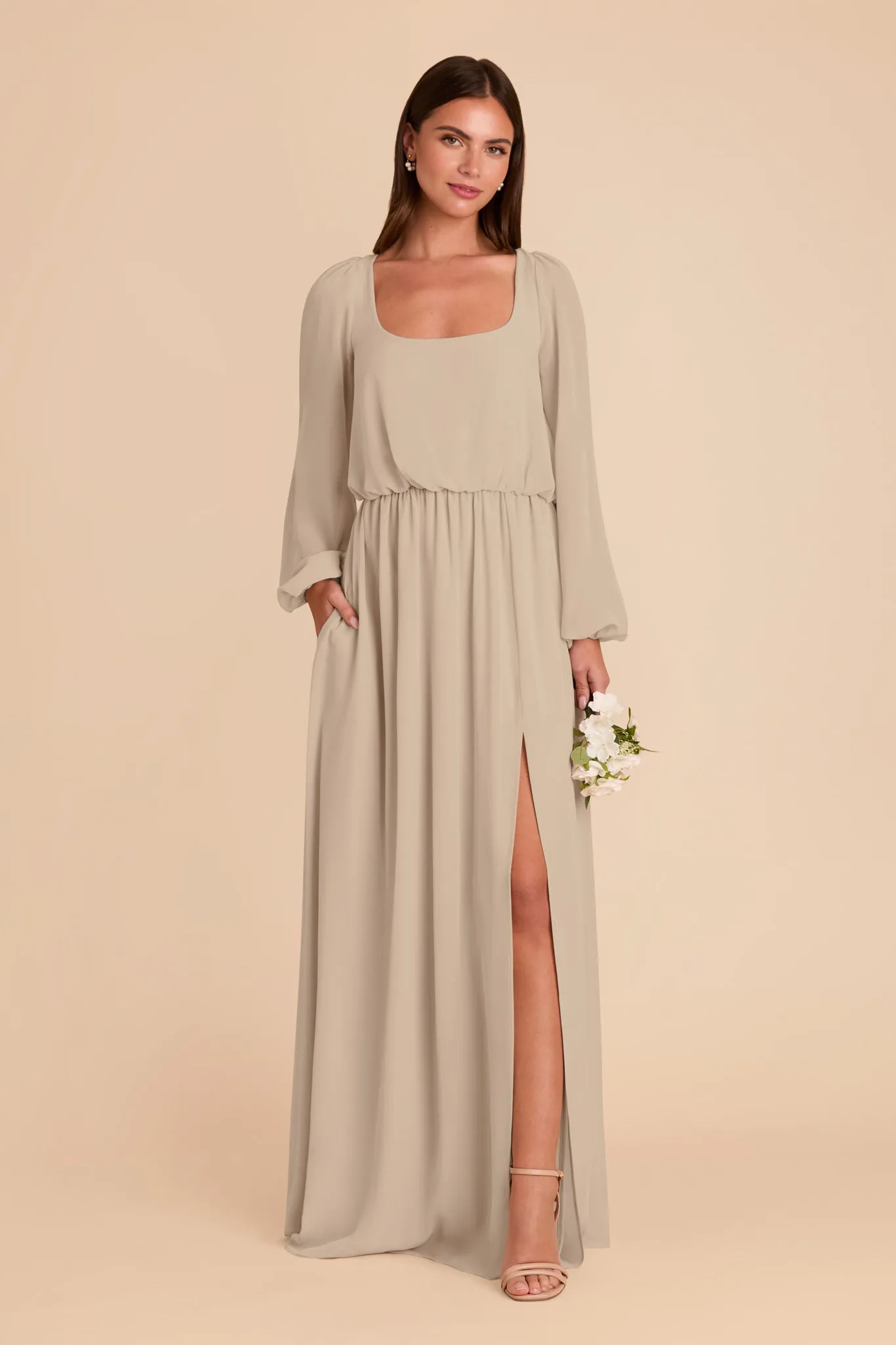 Eloise Chiffon Dress - Almond sold by Birdy Grey
