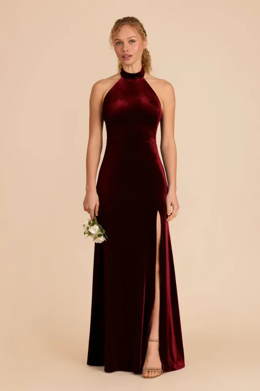 Daphne Velvet Dress - Cabernet sold by Birdy Grey