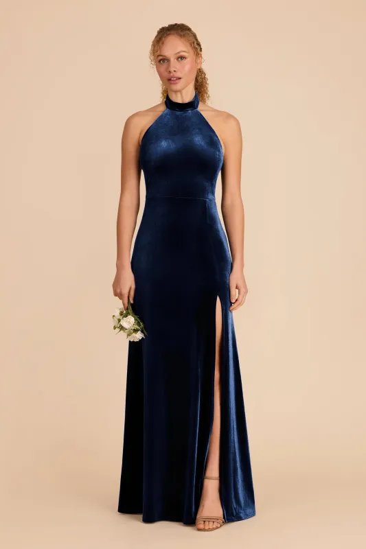 Daphne Velvet Dress - Sapphire Blue sold by Birdy Grey
