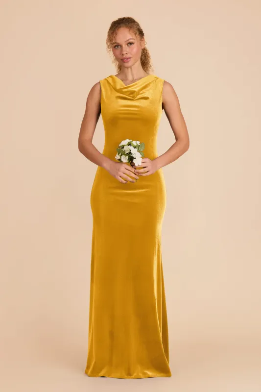 Fallon Velvet Dress - Butterscotch sold by Birdy Grey