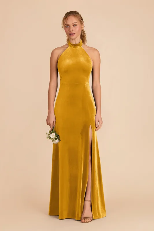 Daphne Velvet Dress - Butterscotch sold by Birdy Grey