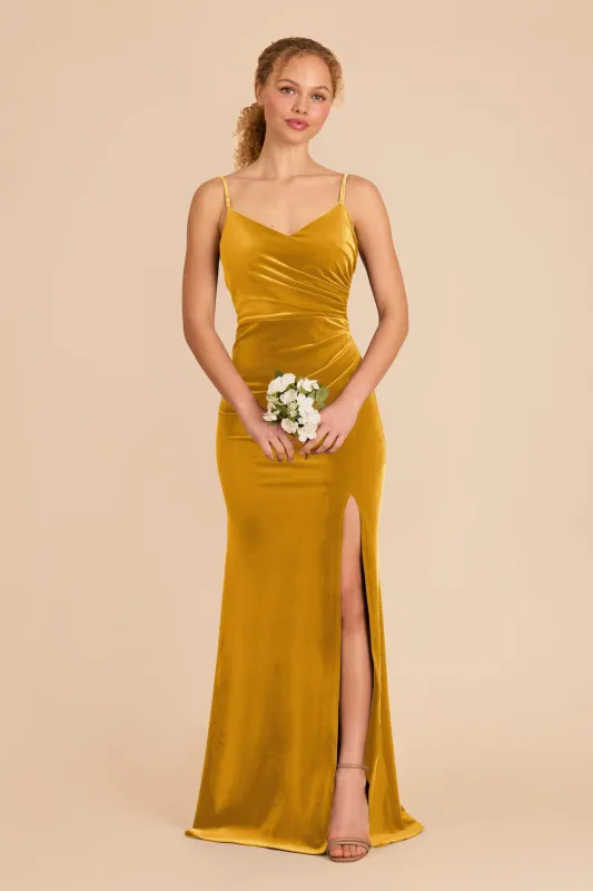 Catherine Velvet Dress - Butterscotch sold by Birdy Grey