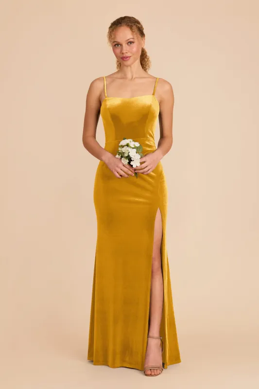Anne Velvet Dress - Butterscotch sold by Birdy Grey