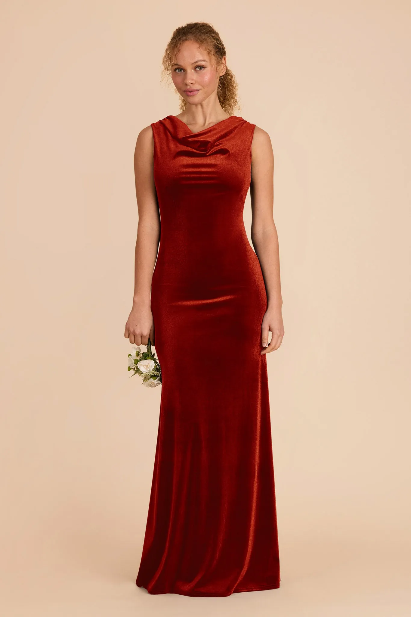 Fallon Velvet Dress - Burnt Orange sold by Birdy Grey