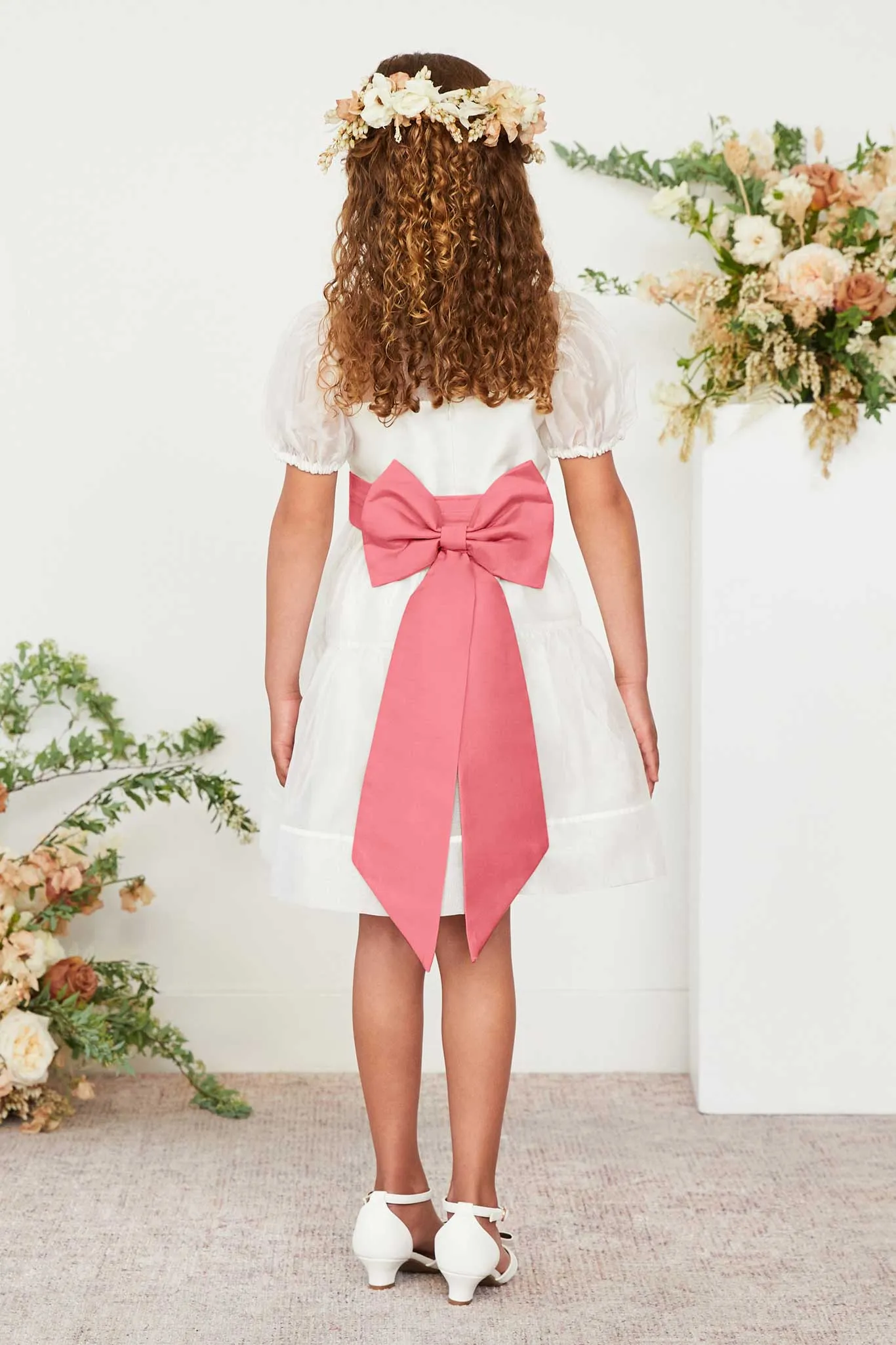 Liz Flower Girl Sash - Coral Pink sold by Birdy Grey product image thumbnail 2