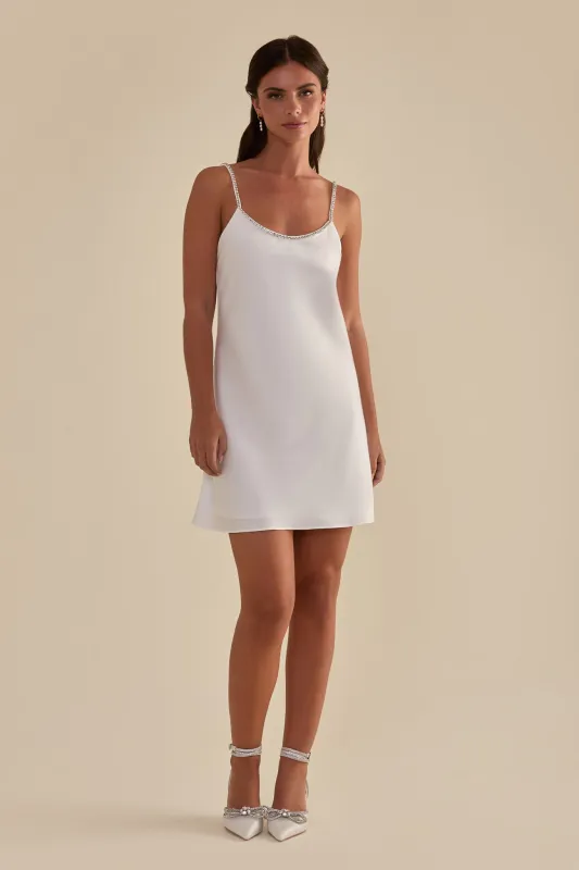 Alice Mini Matte Satin Dress - White sold by Birdy Grey