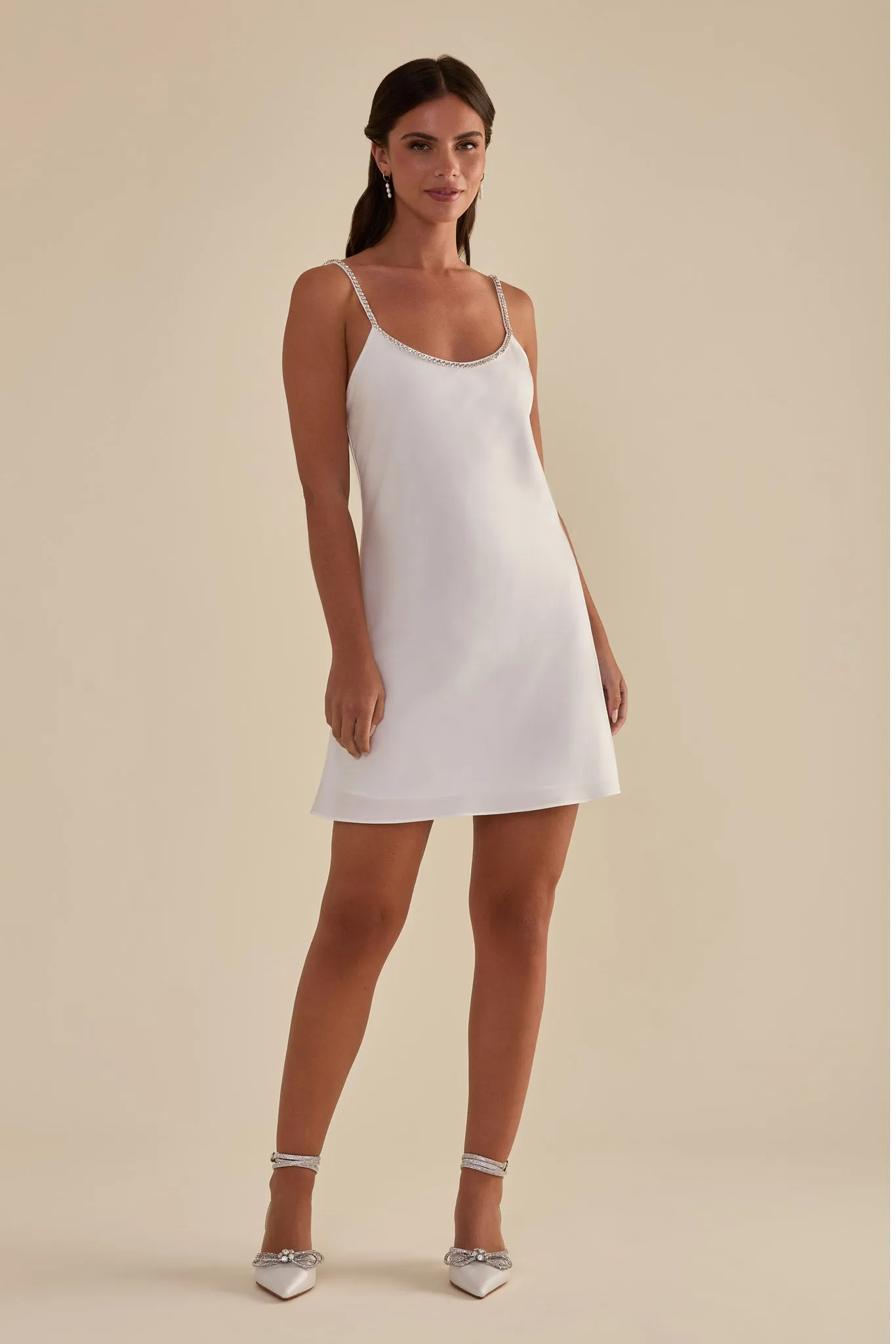 Alice Mini Matte Satin Dress - White sold by Birdy Grey product image thumbnail 3