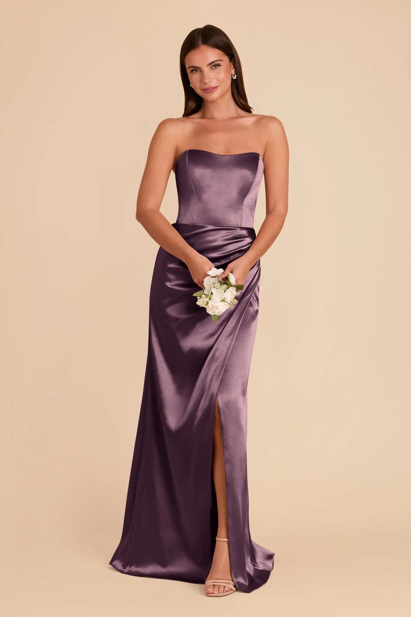 Anne Shiny Satin Dress - Plum sold by Birdy Grey product image thumbnail 3