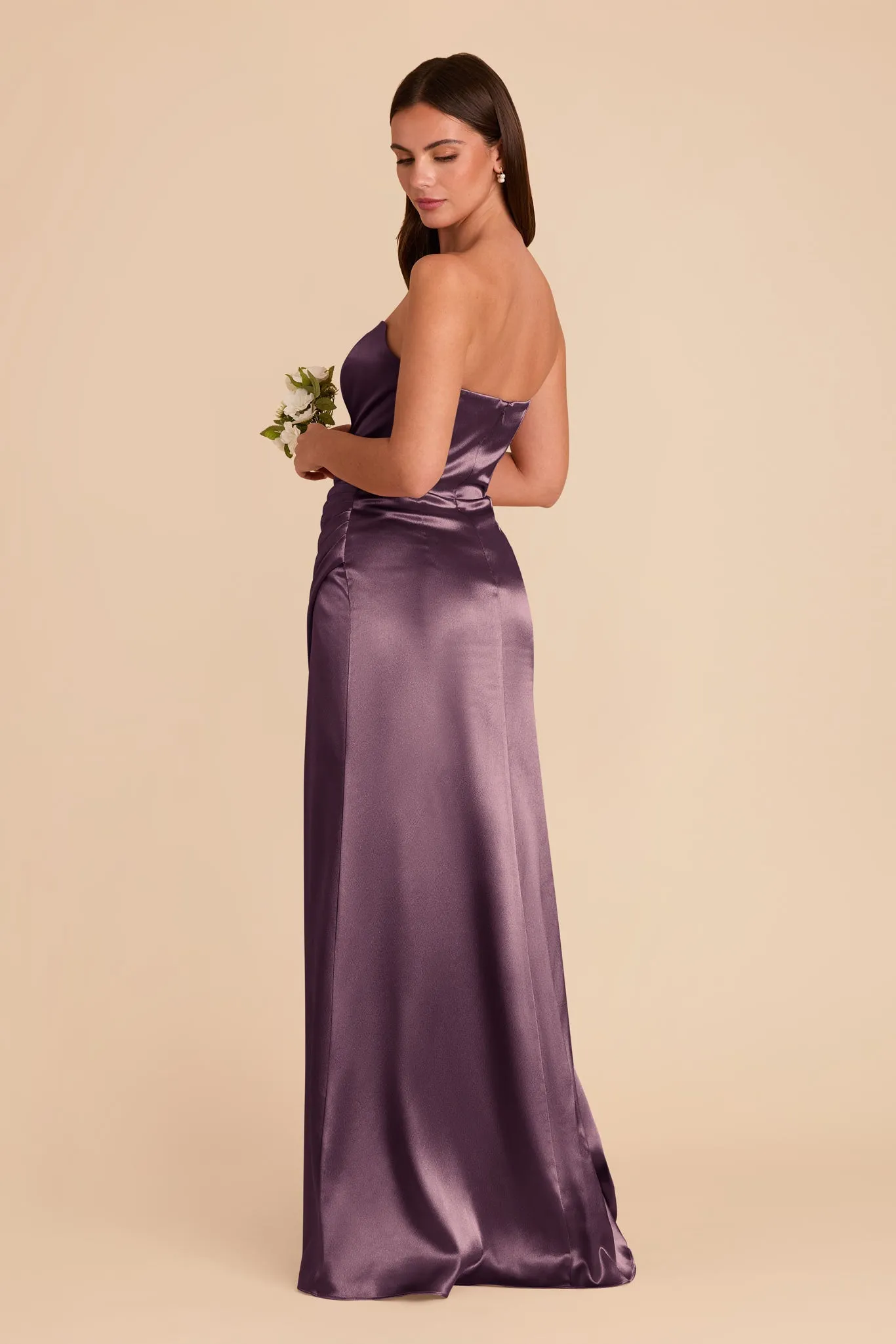 Anne Shiny Satin Dress - Plum sold by Birdy Grey product image thumbnail 4