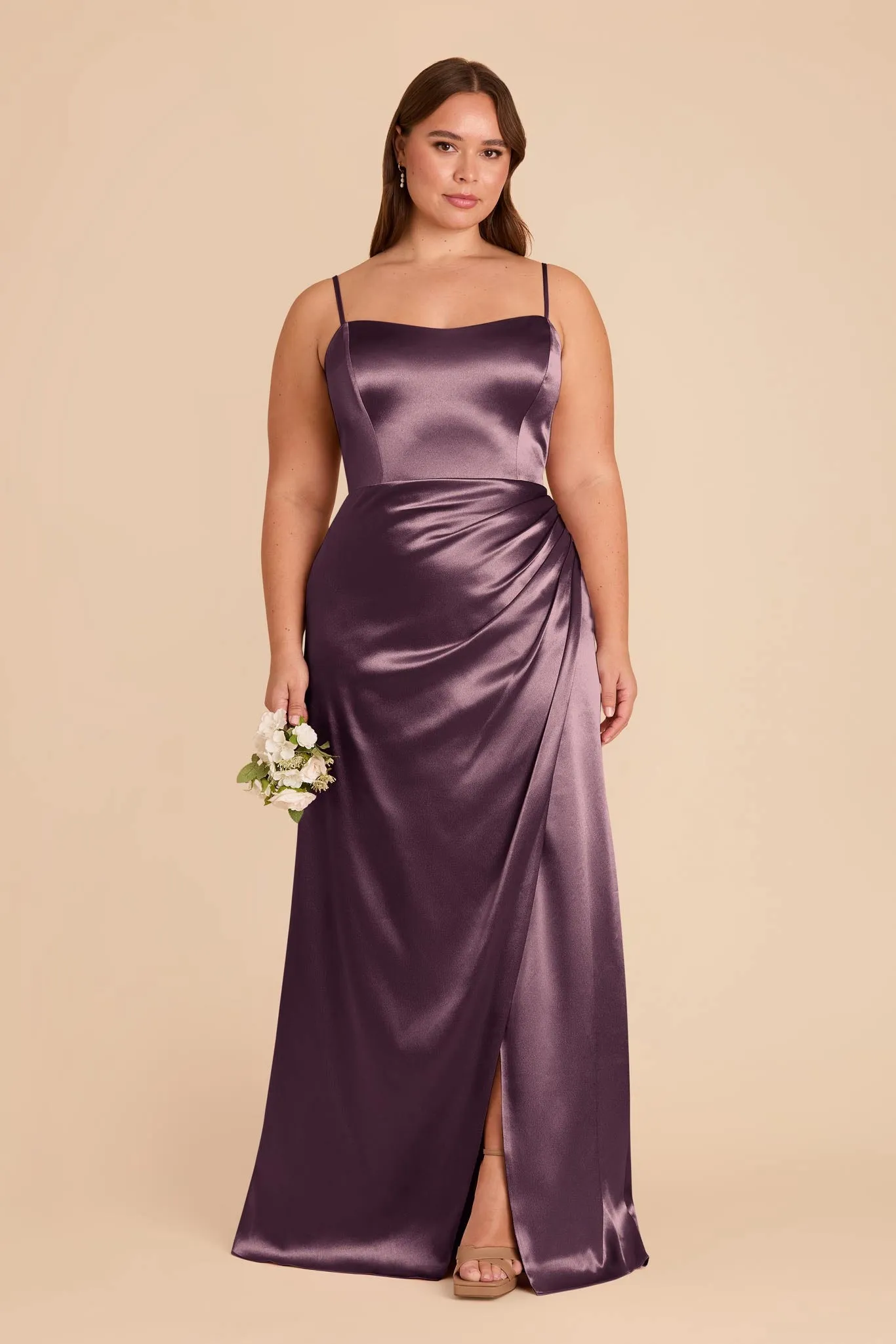 Anne Shiny Satin Dress - Plum sold by Birdy Grey product image thumbnail 2