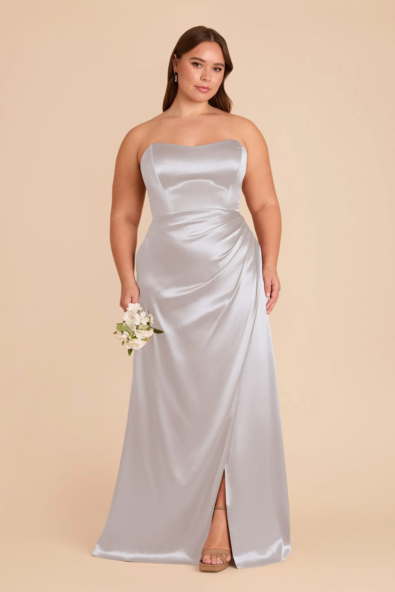 Anne Shiny Satin Dress - Platinum sold by Birdy Grey product image thumbnail 2