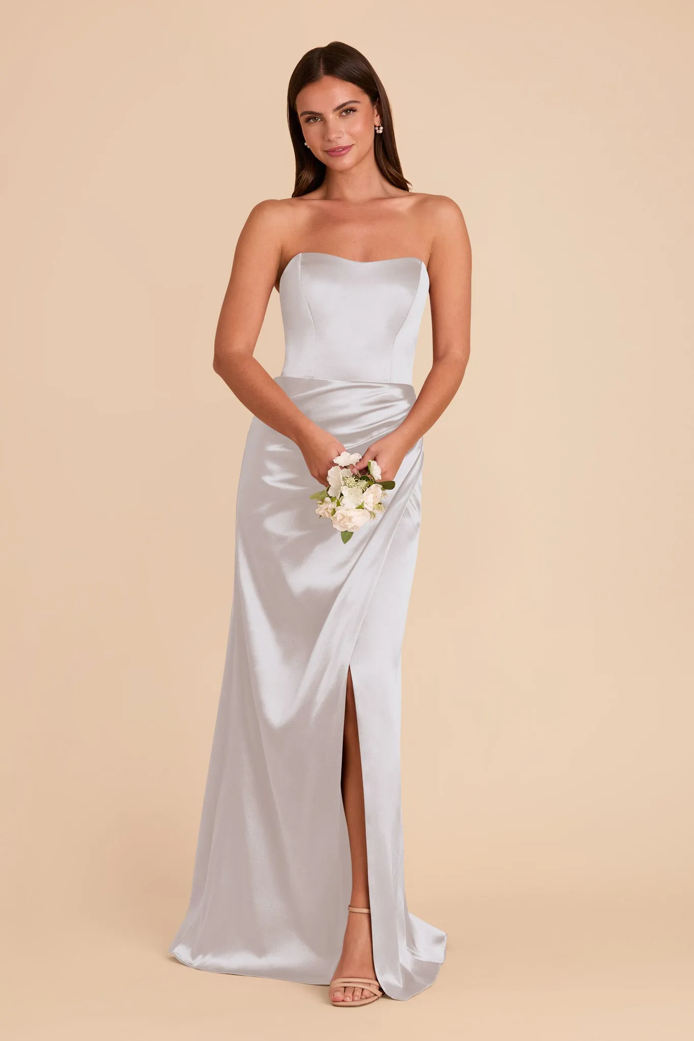 Anne Shiny Satin Dress - Platinum sold by Birdy Grey product image thumbnail 3