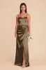 Anne Shiny Satin Dress - Olive sold by Birdy Grey