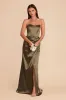 Anne Shiny Satin Dress - Olive sold by Birdy Grey