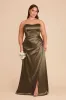 Anne Shiny Satin Dress - Olive sold by Birdy Grey