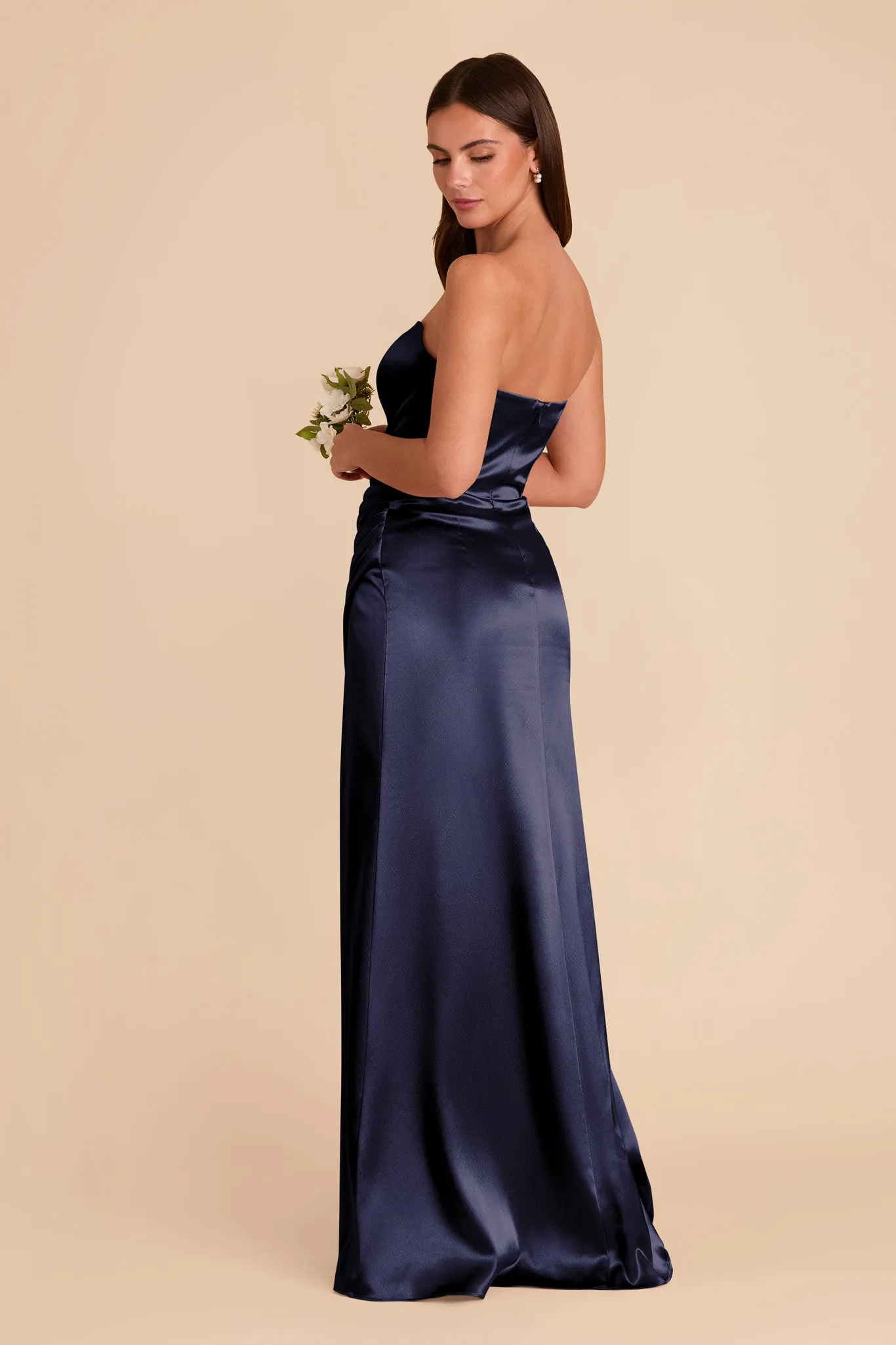 Anne Shiny Satin Dress - Navy sold by Birdy Grey product image thumbnail 4