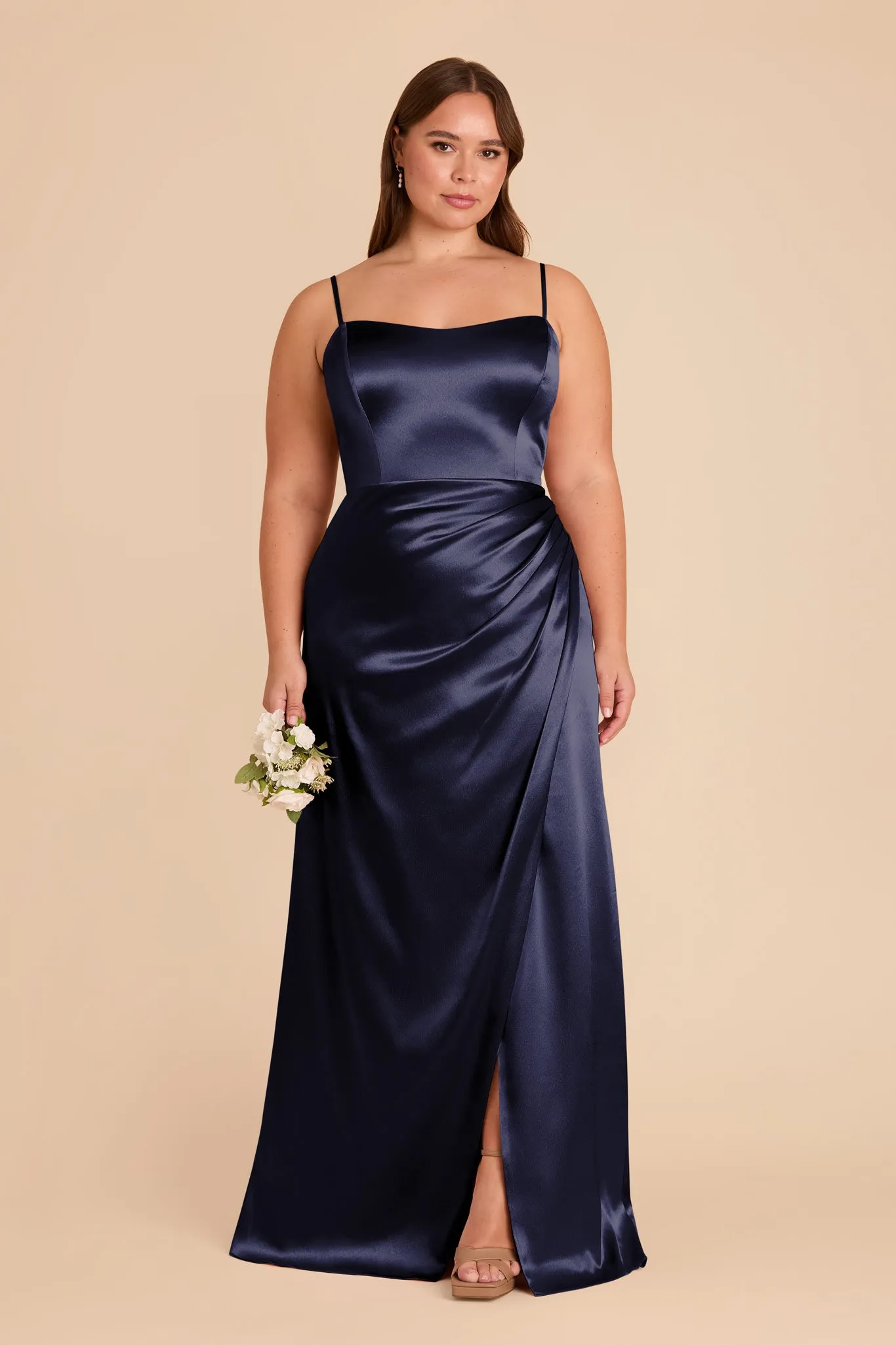 Anne Shiny Satin Dress - Navy sold by Birdy Grey product image thumbnail 2