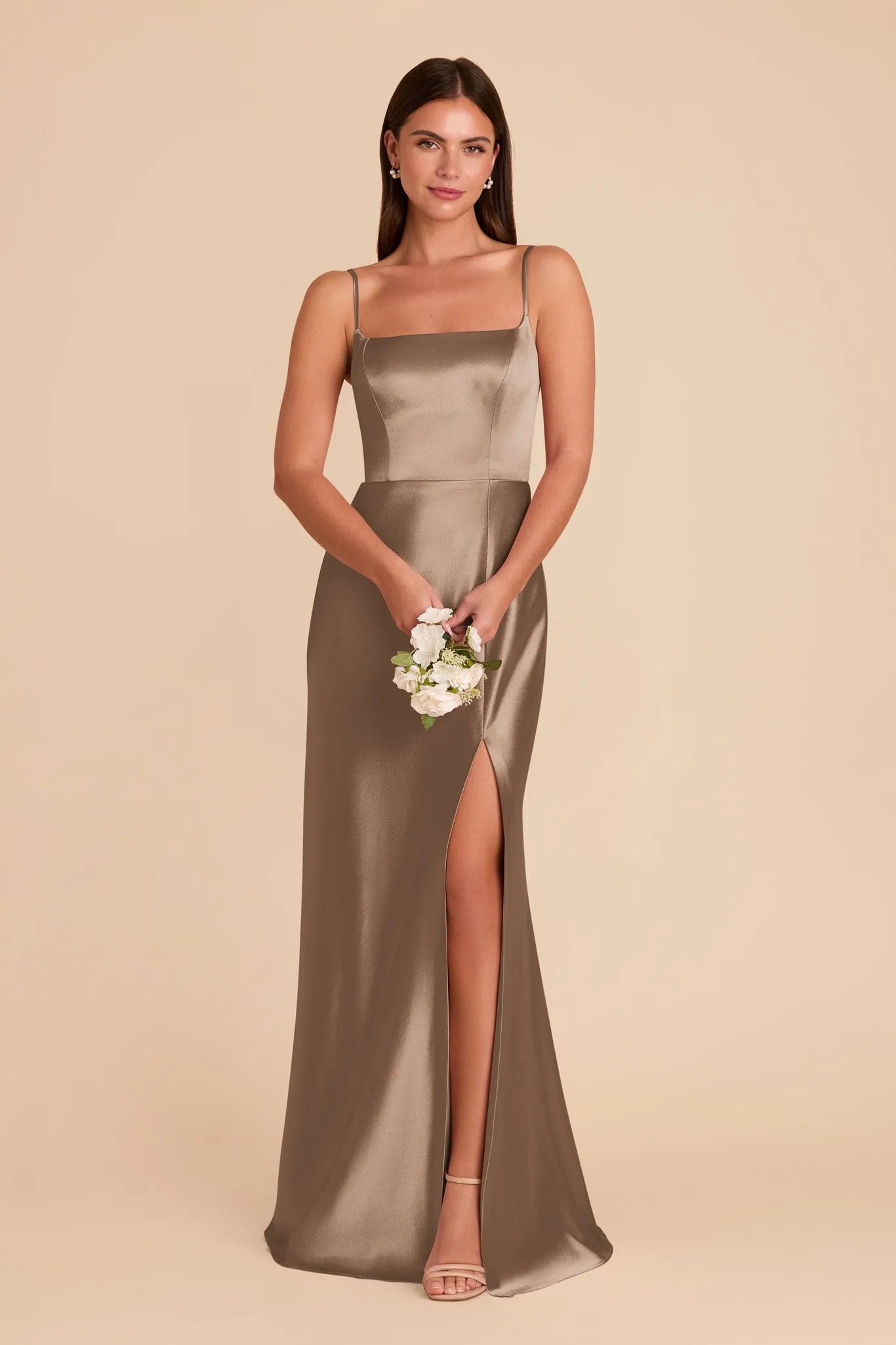 Mai Shiny Satin Dress - Mocha sold by Birdy Grey product image thumbnail 3