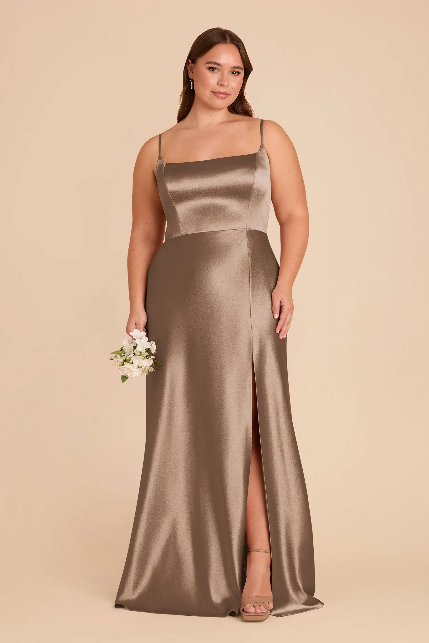 Mai Shiny Satin Dress - Mocha sold by Birdy Grey product image thumbnail 2