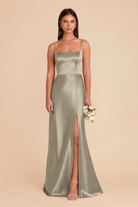 Mai Shiny Satin Dress - Moss Green sold by Birdy Grey