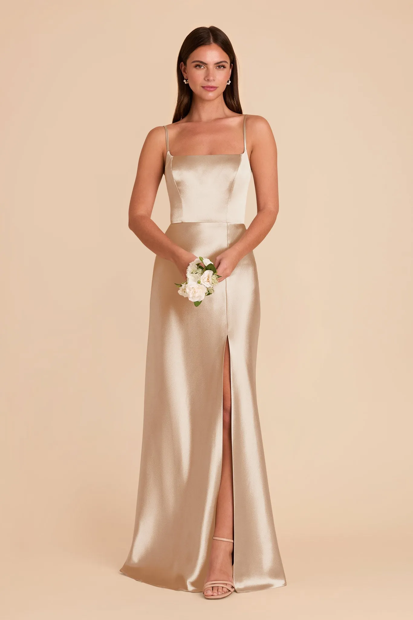 Mai Shiny Satin Dress - Neutral Champagne sold by Birdy Grey product image thumbnail 3