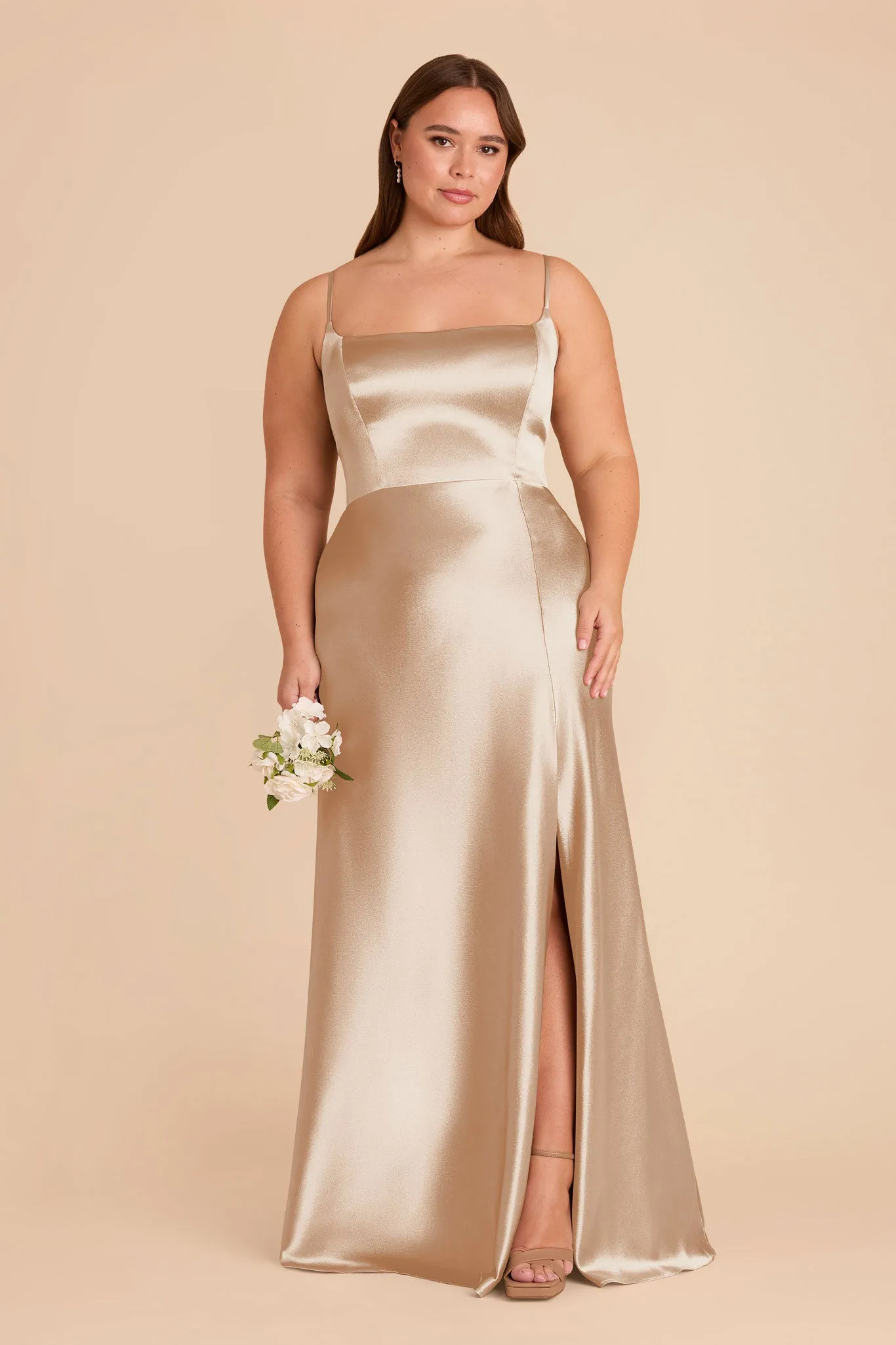 Mai Shiny Satin Dress - Neutral Champagne sold by Birdy Grey product image thumbnail 2