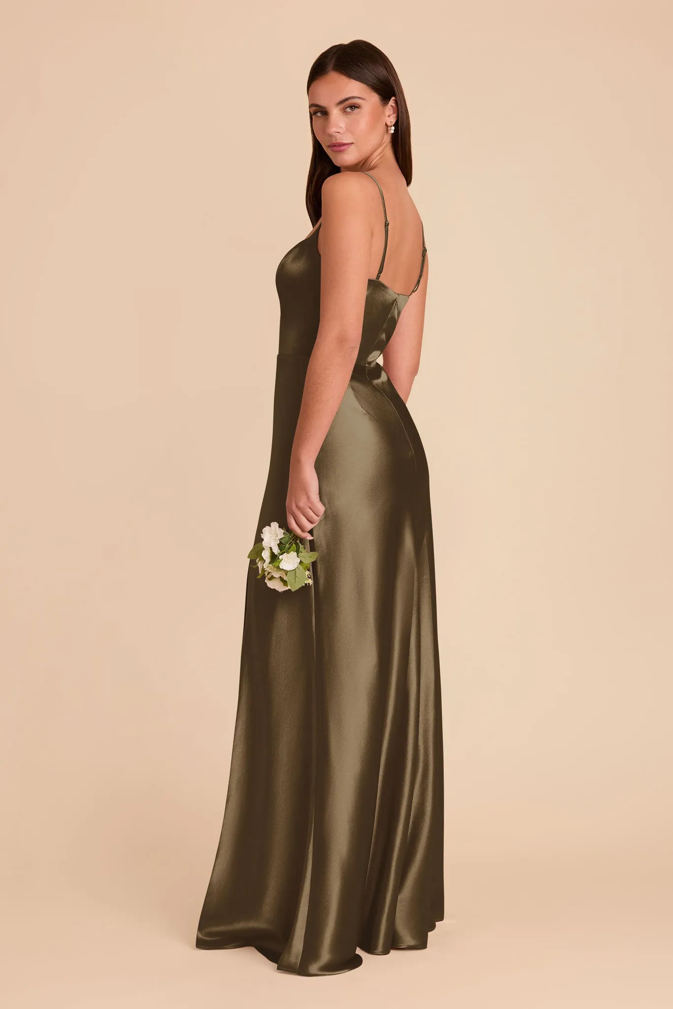 Mai Shiny Satin Dress - Olive sold by Birdy Grey product image thumbnail 4