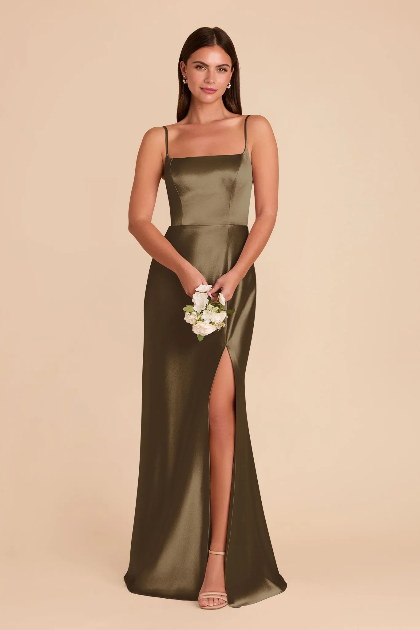 Mai Shiny Satin Dress - Olive sold by Birdy Grey product image thumbnail 3