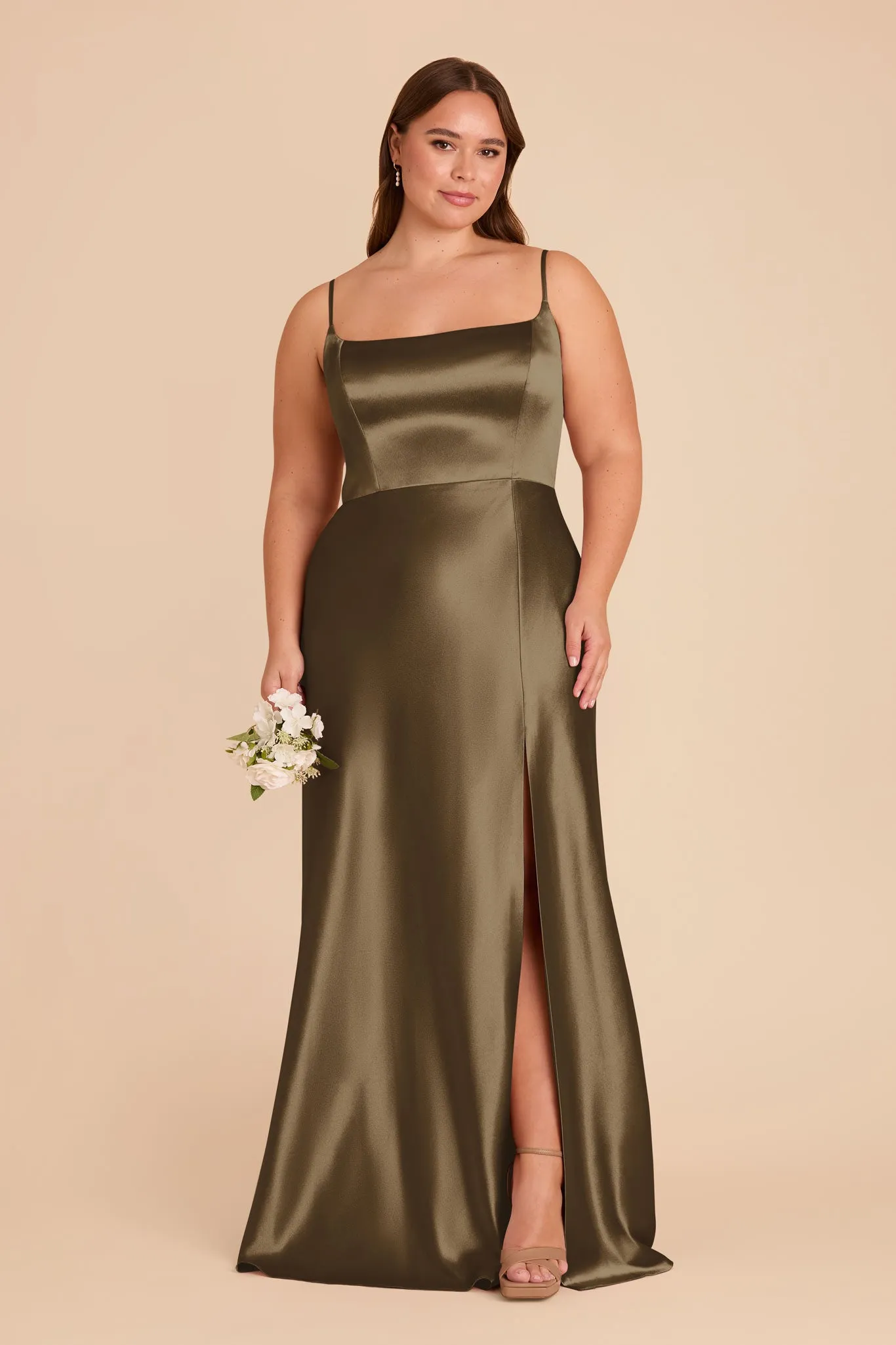 Mai Shiny Satin Dress - Olive sold by Birdy Grey product image thumbnail 2