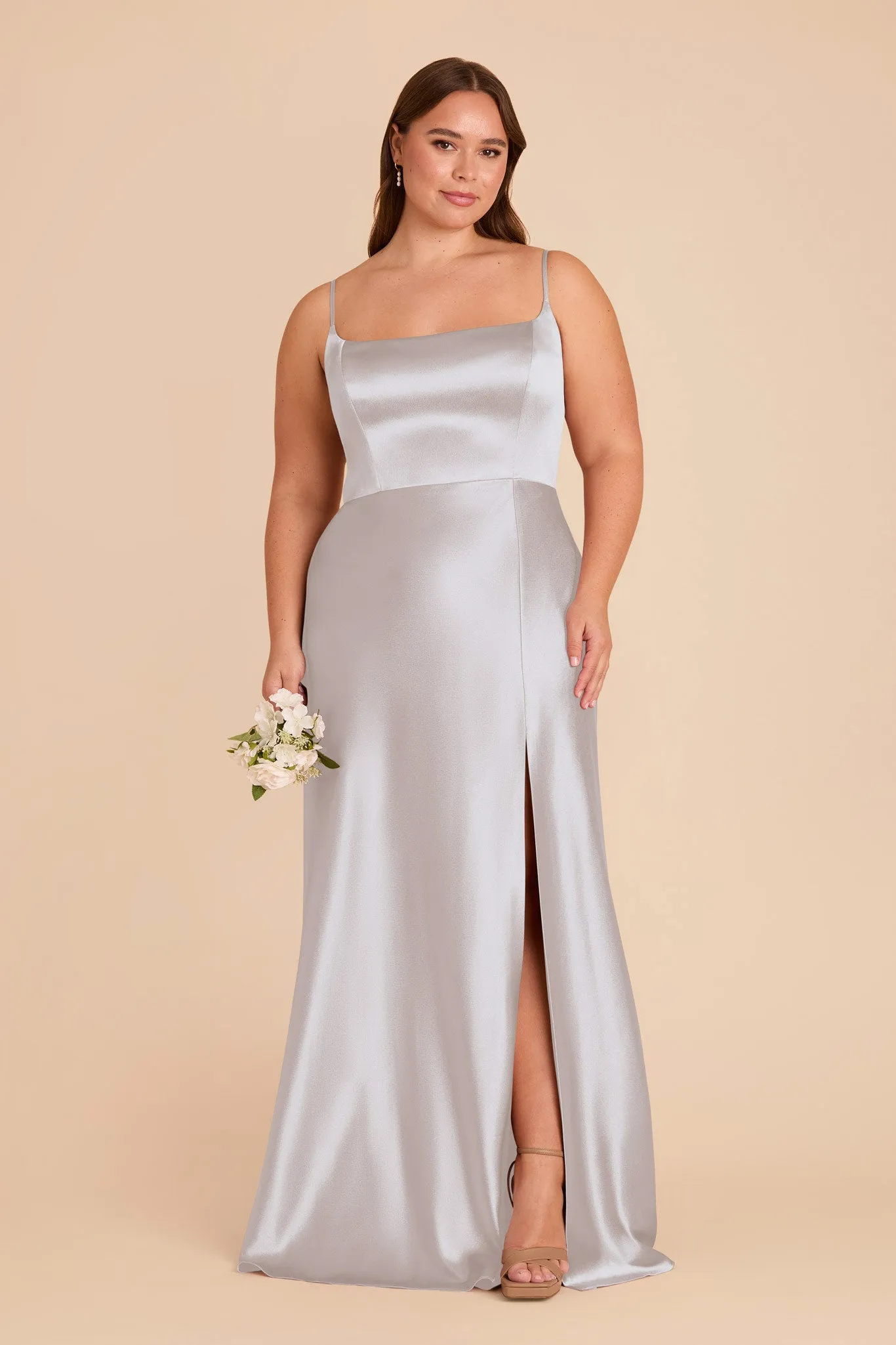 Mai Shiny Satin Dress - Platinum sold by Birdy Grey product image thumbnail 2