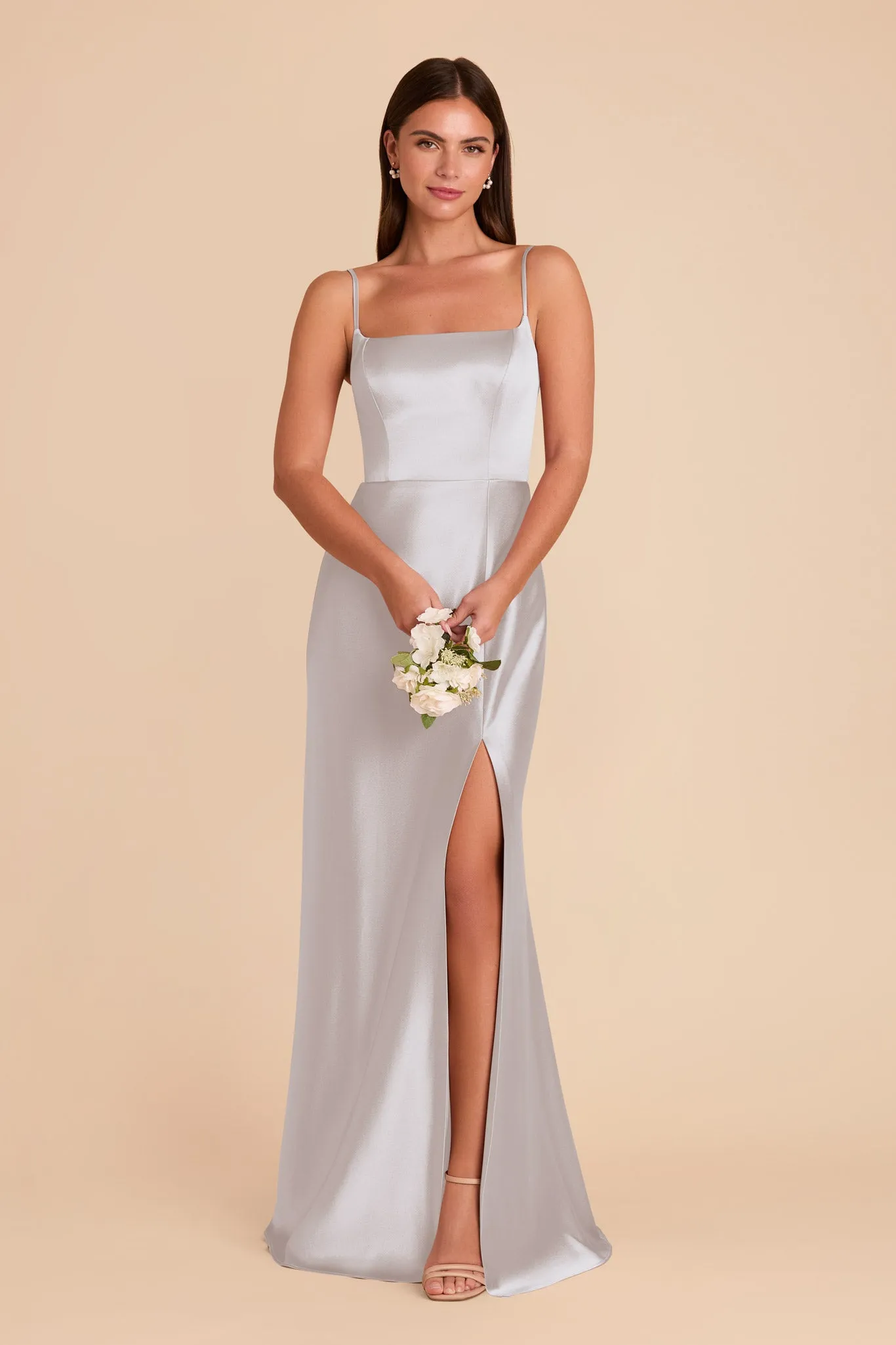 Mai Shiny Satin Dress - Platinum sold by Birdy Grey product image thumbnail 3