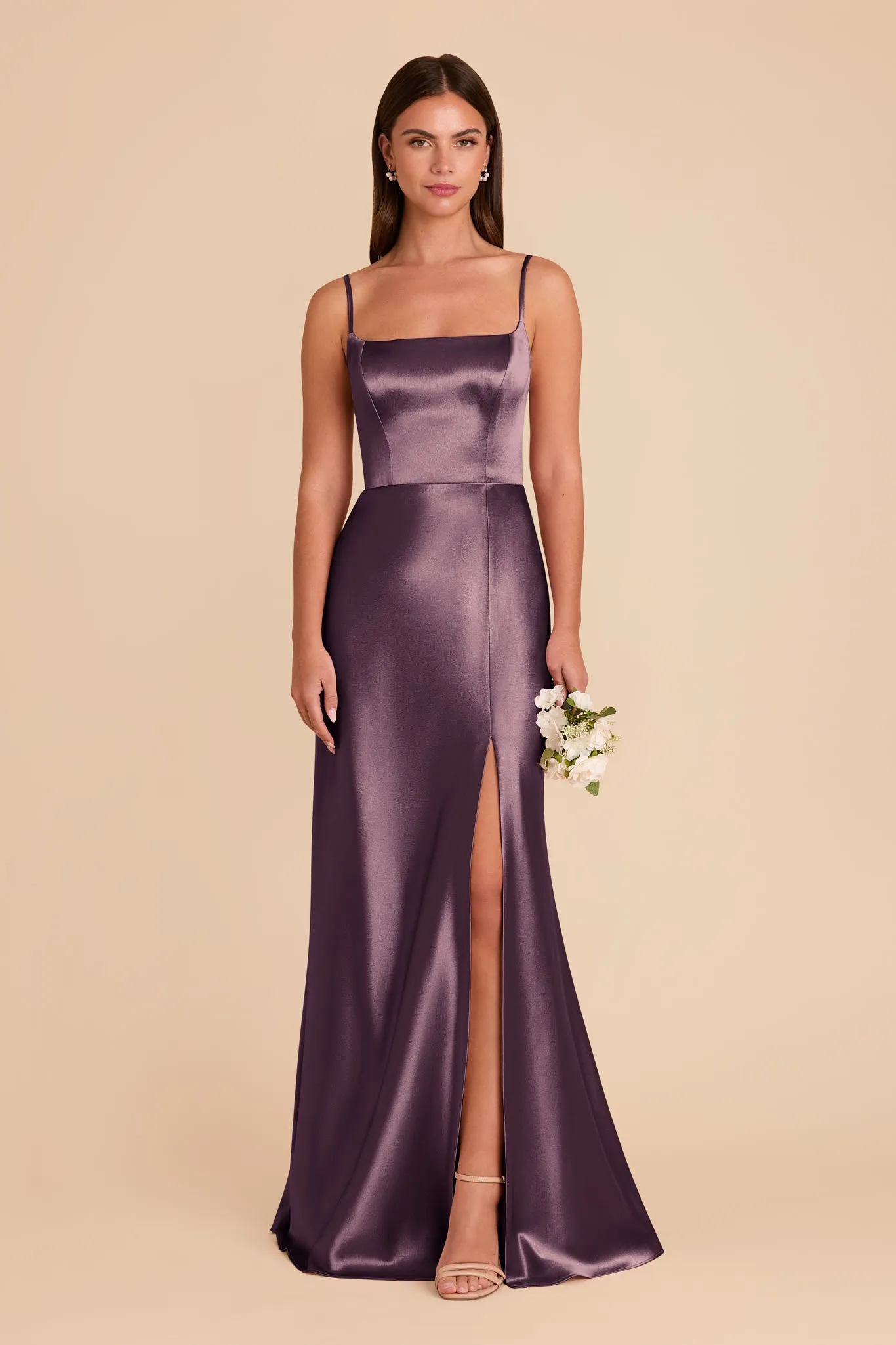 Mai Shiny Satin Dress - Plum sold by Birdy Grey