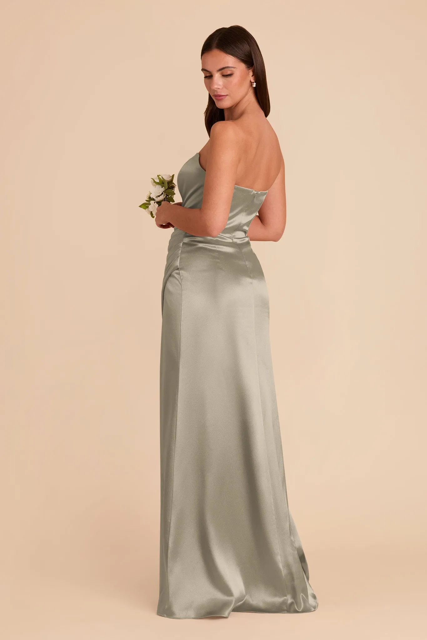Anne Shiny Satin Dress - Moss Green sold by Birdy Grey product image thumbnail 4