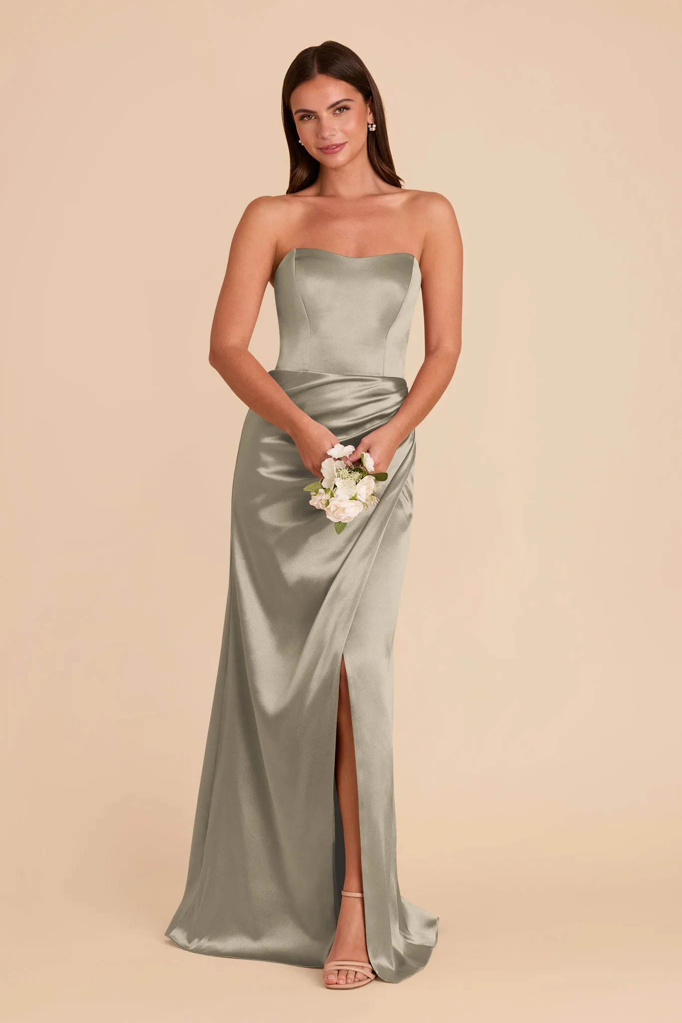 Anne Shiny Satin Dress - Moss Green sold by Birdy Grey product image thumbnail 3