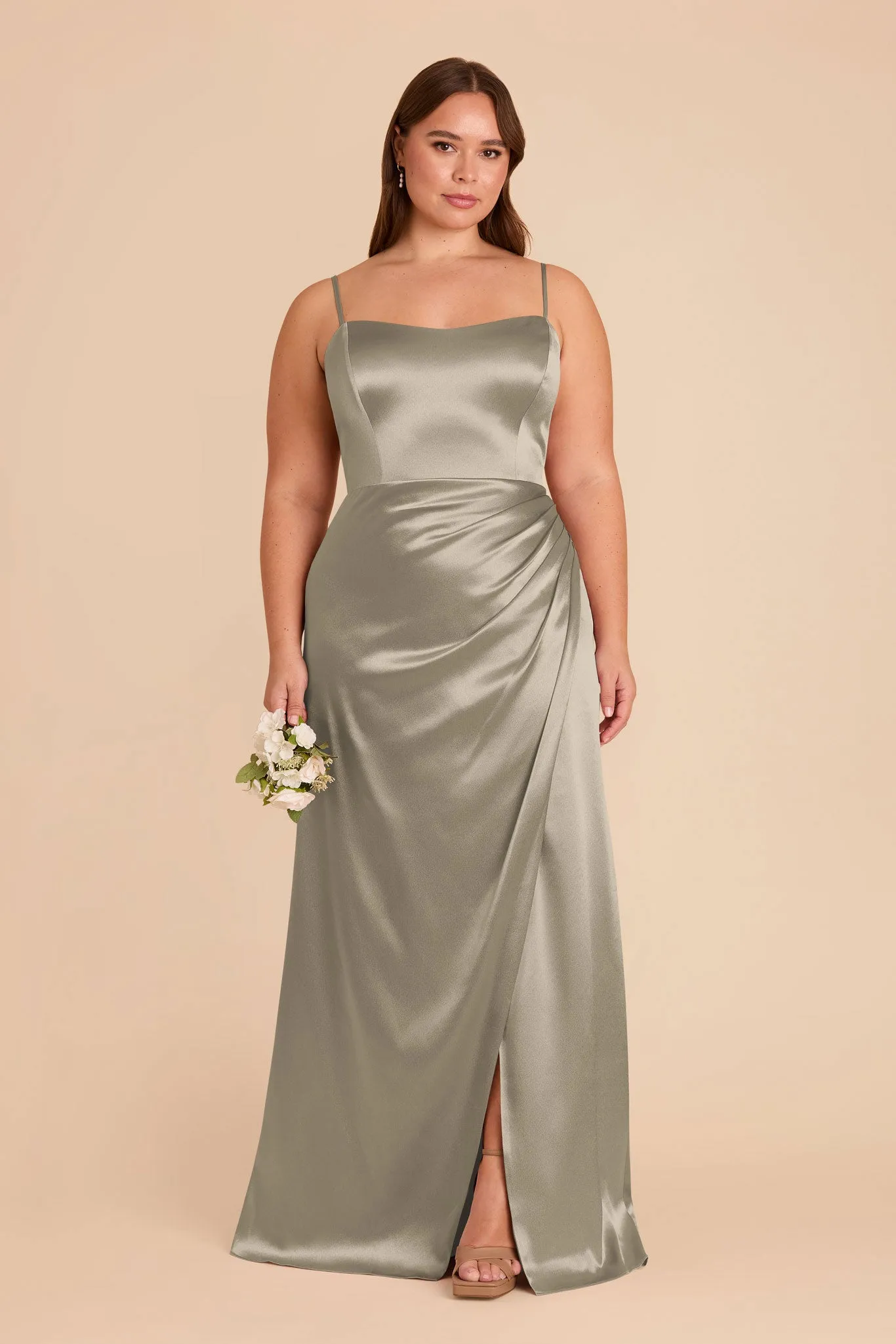 Anne Shiny Satin Dress - Moss Green sold by Birdy Grey product image thumbnail 2