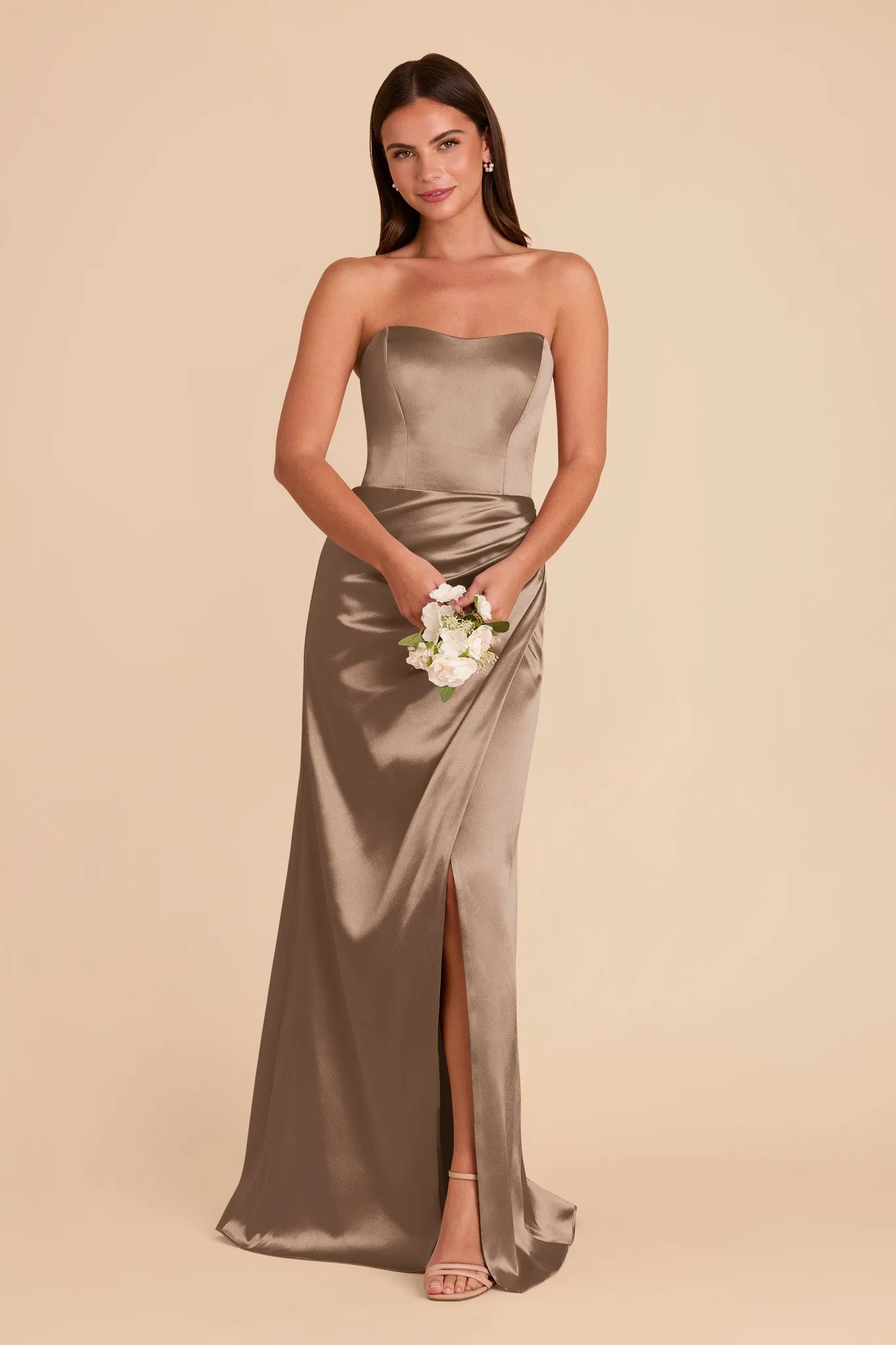 Anne Shiny Satin Dress - Mocha sold by Birdy Grey product image thumbnail 3
