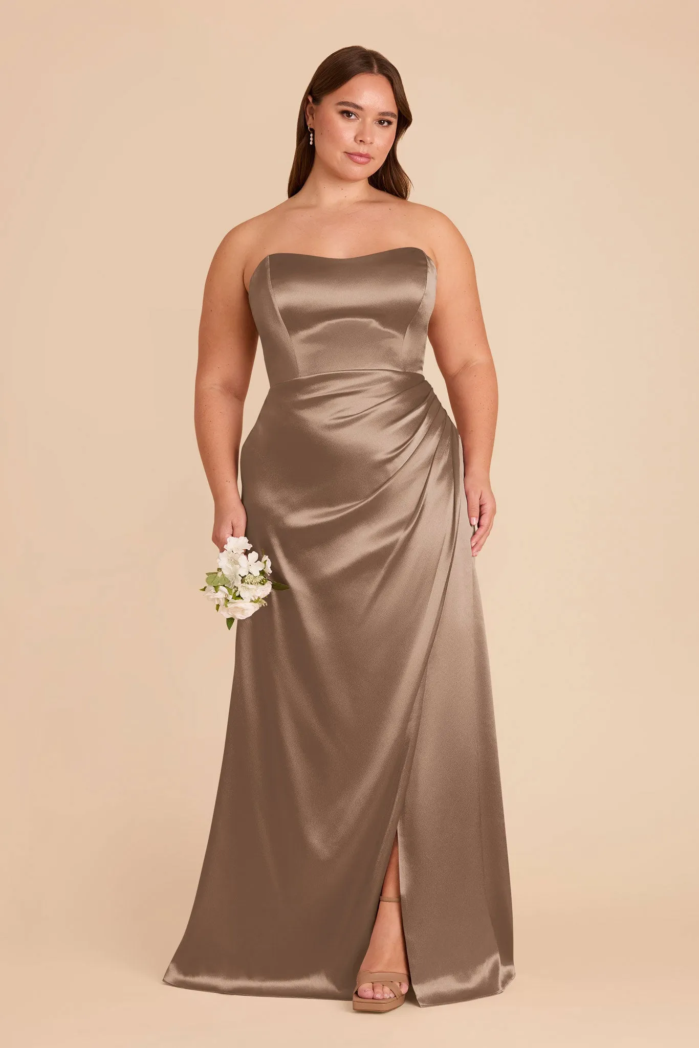 Anne Shiny Satin Dress - Mocha sold by Birdy Grey product image thumbnail 2