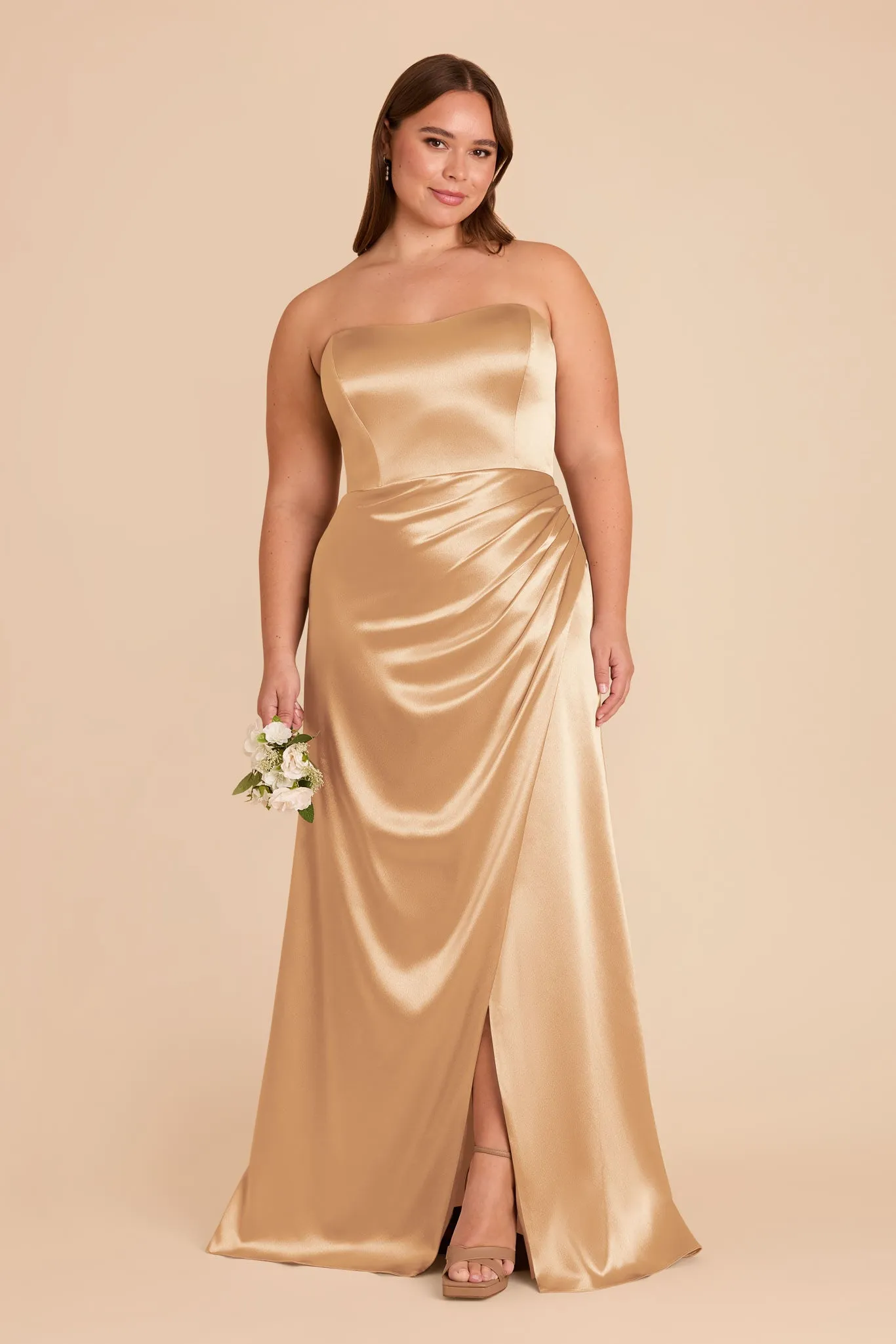 Anne Shiny Satin Dress - Gold sold by Birdy Grey product image thumbnail 2