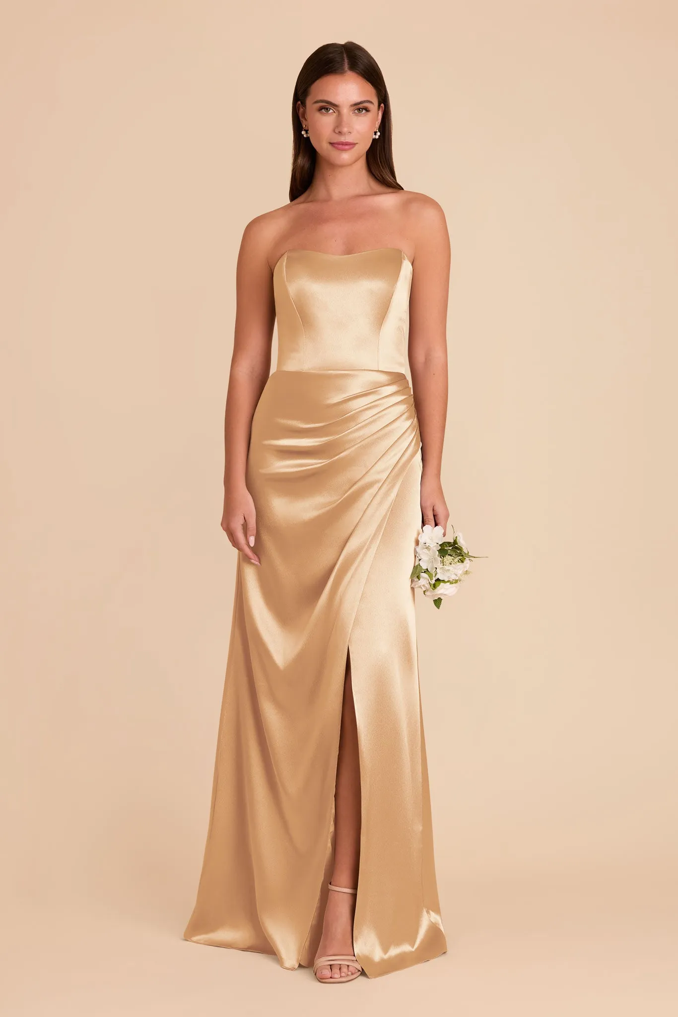 Anne Shiny Satin Dress - Gold sold by Birdy Grey product image thumbnail 3